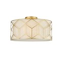 Maytoni Messina Gold Design Round Ceiling Lamp with Fabric Shade On Sale