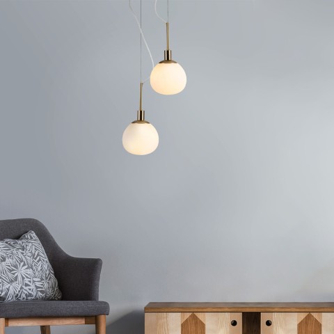 Erich Maytoni White Glass Globe Pendant Lamp for Kitchen and Living Room Ceilings Promotion