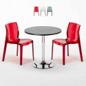 GHOST Set Made of a 70x70cm Black Round Table and 2 Colourful Transparent Femme Fatale Chairs Promotion