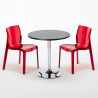 GHOST Set Made of a 70x70cm Black Round Table and 2 Colourful Transparent Femme Fatale Chairs Discounts