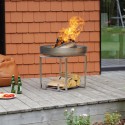 Garden brazier with barbecue wood holder Ø 63cm rust steel Nagliai Offers