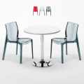 Spectre Set Made of a 70x70cm White Round Table and 2 Colourful Transparent Femme Fatale Chairs Promotion
