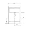2 door washbasin unit with washboard 60x50cm Edilla Montegrappa Model