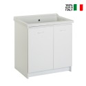 Ceramic Laundry Sink with Basin and Wooden Board, 2 Doors, 83x60cm Acqua Edilla Offers