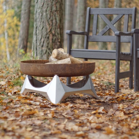 Round barbecue brazier for garden with external steel hearth Arka Promotion