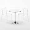 Spectre Set Made of a 70x70cm White Round Table and 2 Colourful Transparent Femme Fatale Chairs Bulk Discounts