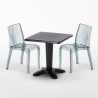 BALCONY Set Made of a 70x70cm Black Square Table and 2 Colourful Transparent Dune Chairs Sale