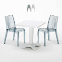 TERRace Set Made of a 70x70cm White Square Table and 2 Colourful Transparent Dune Chairs Promotion
