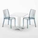 TERRace Set Made of a 70x70cm White Square Table and 2 Colourful Transparent Dune Chairs Sale