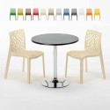Cosmopolitan Set Made of a 70x70cm Black Round Table and 2 Colourful Gruvyer Chairs On Sale