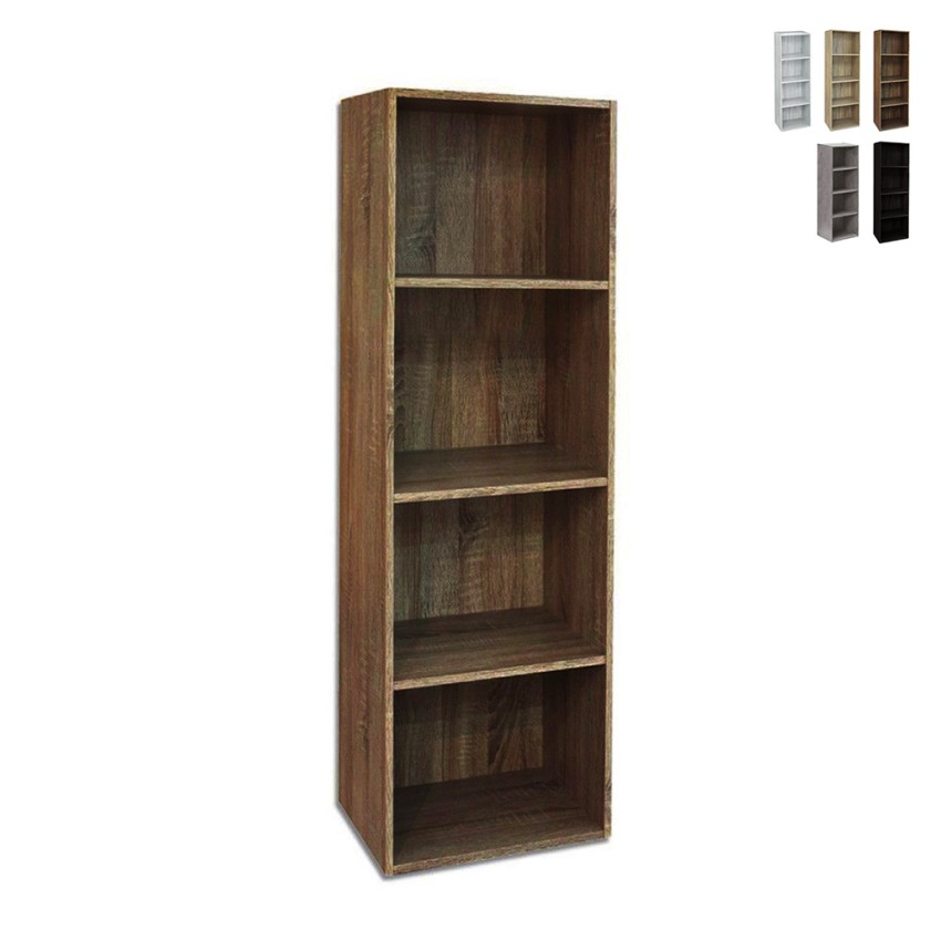 Duval Wooden Bookshelf for Living Room or Office, 4 Shelves, 40x132 cm Promotion