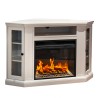 Electric floor-standing corner fireplace in wood White W126 x D78 x H83 Madison Sale