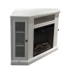 Electric floor-standing corner fireplace in wood White W126 x D78 x H83 Madison Catalog