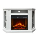 Electric floor-standing corner fireplace in wood White W126 x D78 x H83 Madison Discounts