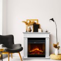 Electric floor-standing fireplace in wood White W 89.5 x H90.5 x D28 Jefferson Promotion