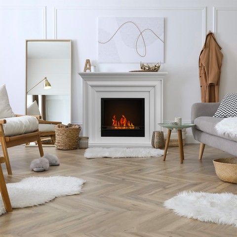 Carter bioethanol floor-standing fireplace with white frame Promotion