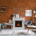 Floor-standing bioethanol fireplace with frame Washington Offers