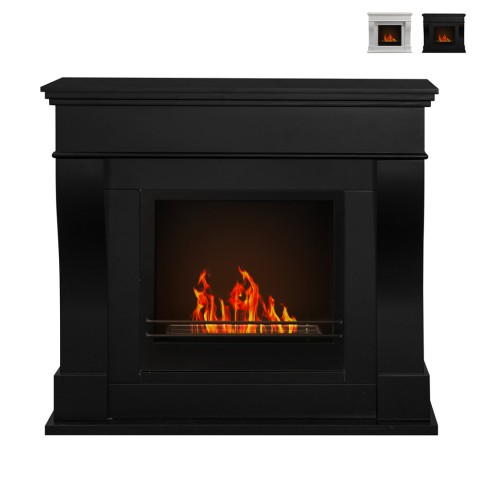 Floor-standing bioethanol fireplace with frame Washington Promotion
