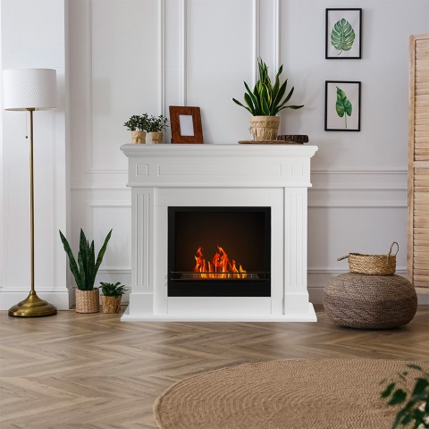 Bioethanol floor-standing fireplace classic white frame Kennedy Promotion