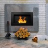 Modern recessed wall-mounted bioethanol fireplace with Pisa Black frame Promotion