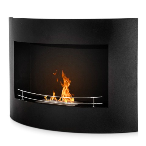 Wall-mounted bioethanol fireplace with modern black frame Tokyo Promotion