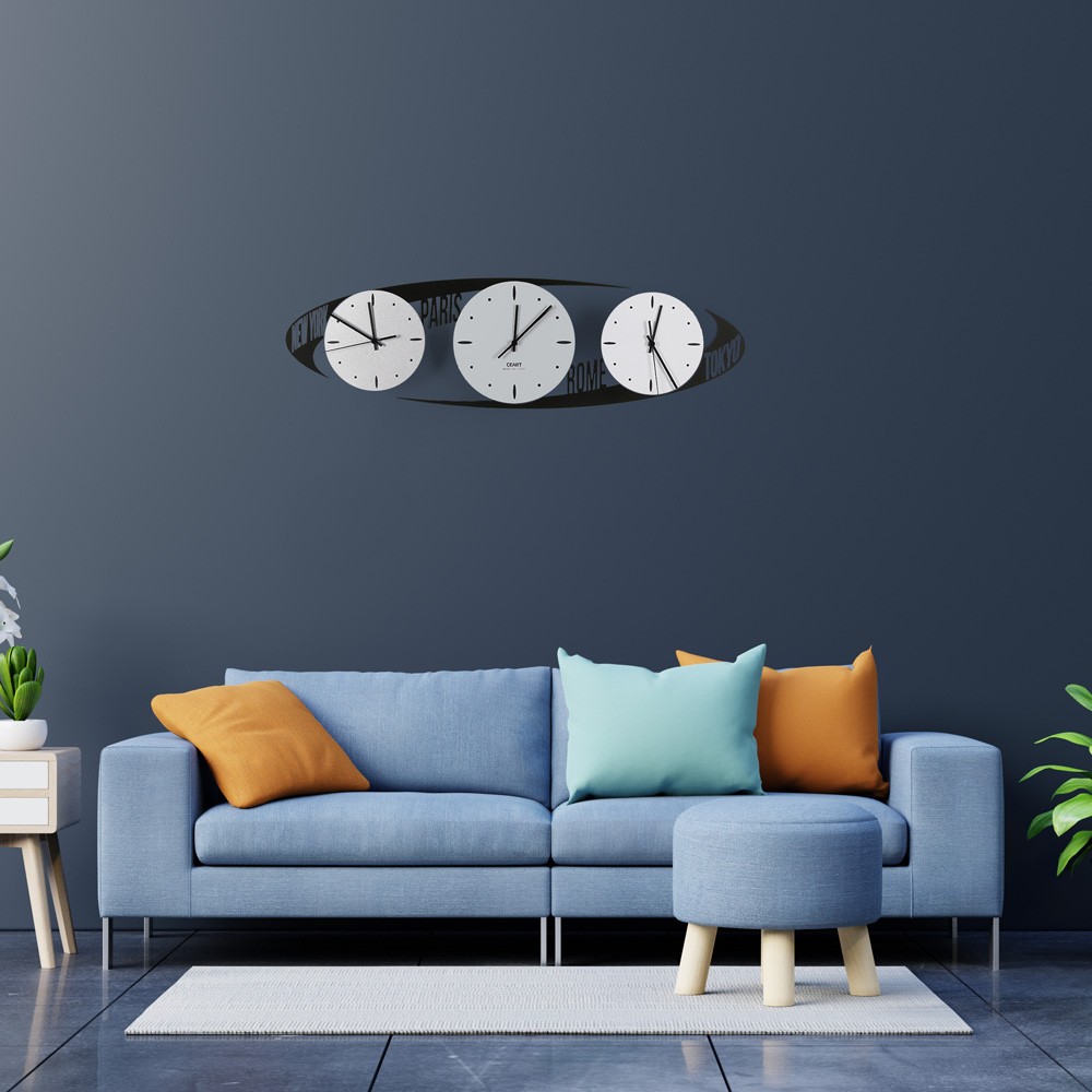 Modern wall clock time zone dials Ceart Capitals