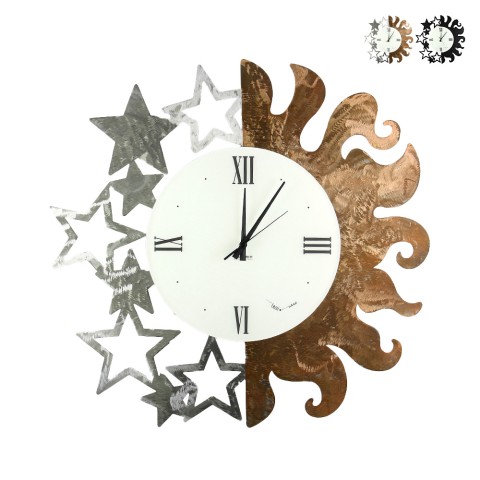 Handcrafted round metal wall clock Sun and Stars Ceart Promotion
