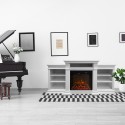 Electric floor-standing fireplace in wood White W179 x D48 x H85 Biden Offers