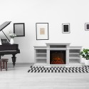 White Freestanding Electric Fireplace Wood L179 x W48 x H85 Biden Offers