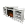 White Freestanding Electric Fireplace Wood L179 x W48 x H85 Biden Discounts