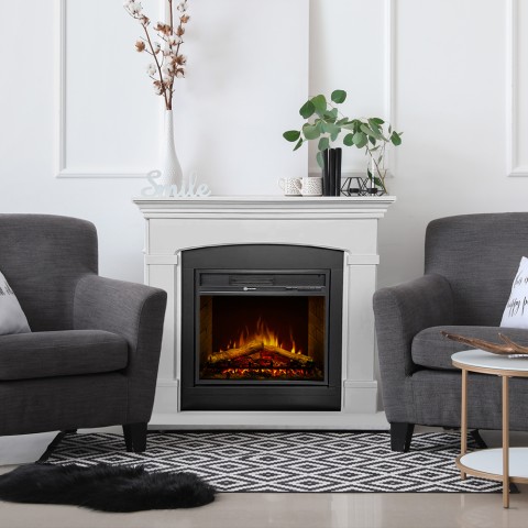 Floor-standing fireplace electric stove with white wooden frame Adams Promotion