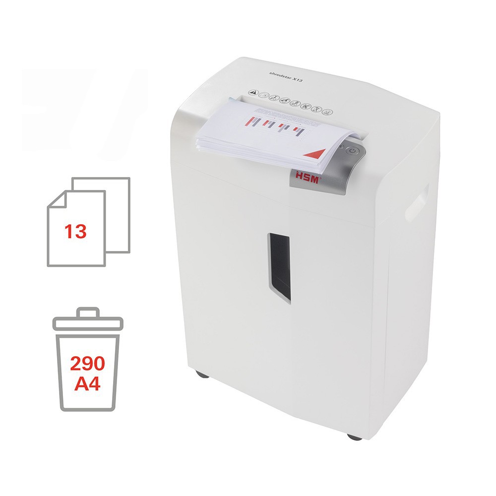 Office Paper Shredder, CD Destroyer, 13 Sheets, 4 x 37mm, X13 Shredstar HSM