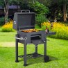 BBQ T-Bone charcoal barbecue with wheels, table and coals collector Characteristics