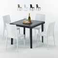 PASSION Set Made of a 90x90cm Black Square Table and 4 Colourful Bistrot Chairs Promotion