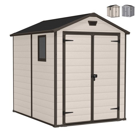 Large PVC resin garden shed 185.8x236.8x227cm Manor 6x8 Keter Promotion