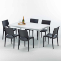 SummerLIFE Set Made of a 150x90cm White Rectangular Table and 6 Colourful Paris Chairs Model