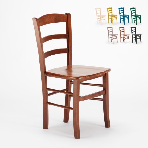 Classic rustic wooden chairs for dining room bar and trattoria Paesana Wood Promotion