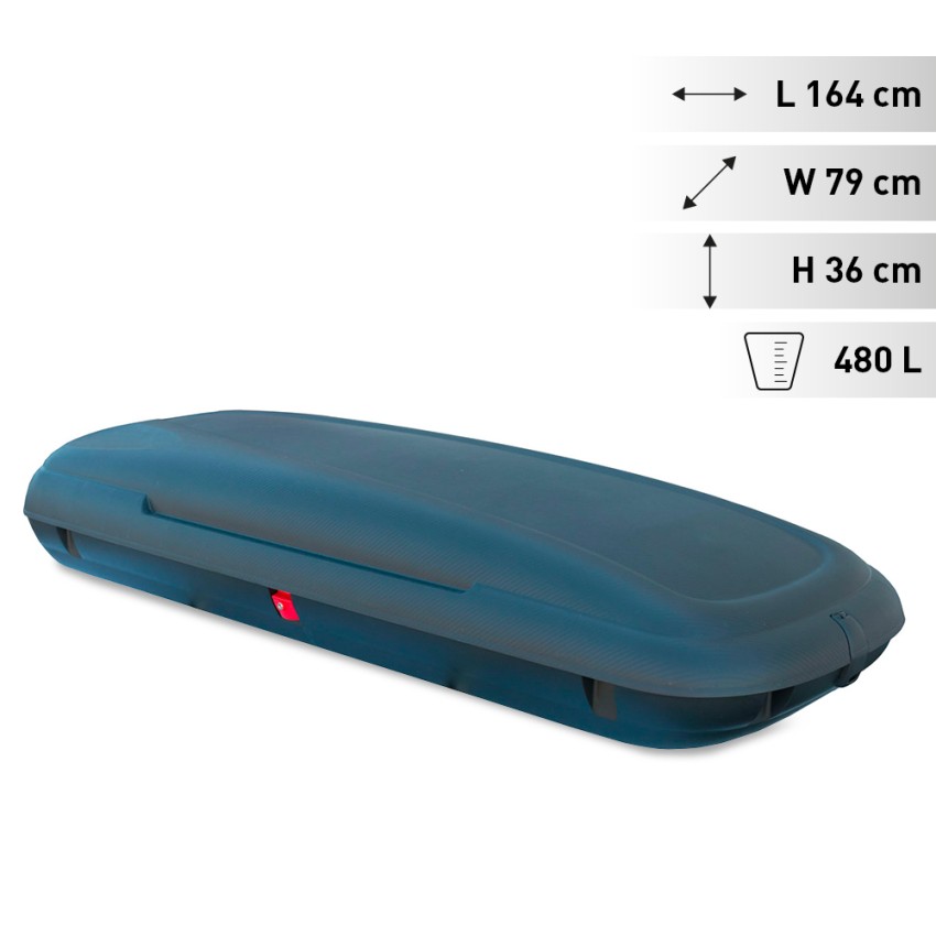 Universal roof box for cars 480 liters Carbon Look Promotion