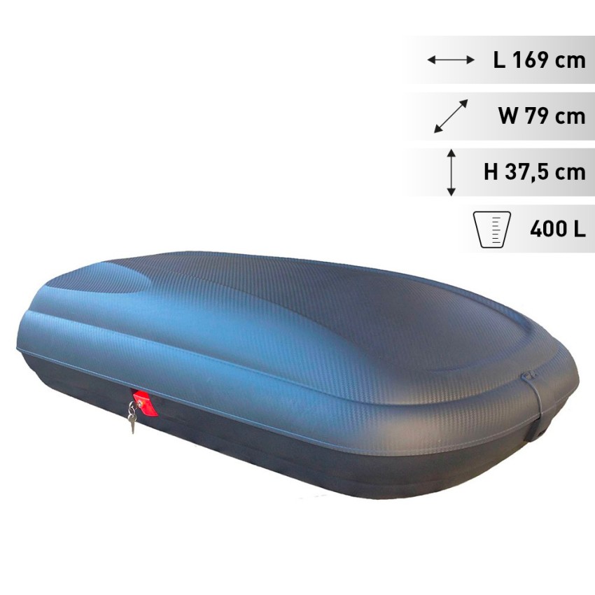 Universal Car Roof Rack Rigid Box, Carbon Look 400 Promotion