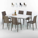 SummerLIFE Set Made of a 150x90cm White Rectangular Table and 6 Colourful Bistrot Chairs Promotion