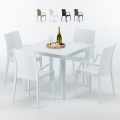 Love Set Made of a 90x90cm White Square Table and 4 Colourful Bistrot Arm Chairs Promotion