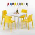Love Set Made of a 90x90cm White Square Table and 4 Colourful Rome Chairs Promotion
