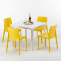 Love Set Made of a 90x90cm White Square Table and 4 Colourful Rome Chairs Measures
