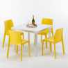 Love Set Made of a 90x90cm White Square Table and 4 Colourful Rome Chairs Measures