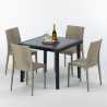 PASSION Set Made of a 90x90cm Black Square Table and 4 Colourful Bistrot Chairs Bulk Discounts