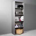 Tall Grey Bookshelf for Office or Living Room, 5 Compartments with Adjustable Shelves Kbook 5GS Promotion