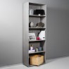 Tall Grey Bookshelf for Office or Living Room, 5 Compartments with Adjustable Shelves Kbook 5GS Promotion