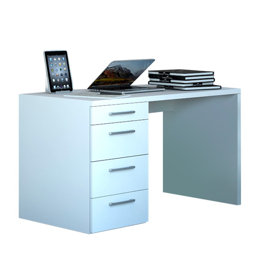 Modern white office desk deals with drawers