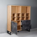 Industrial design bookcase 1 door 2 drawers living room office Cratfy Sale