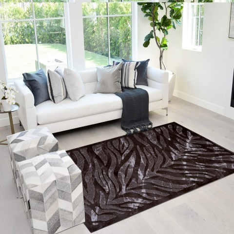 Rectangular brown zebra design living room rug Double MAR007 Promotion